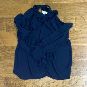 Long sleeved, open shoulder, Navy top